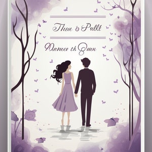 Cute Wedding Invitation - Couple holding hands