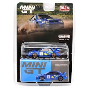 MiniGT 1:64 Subaru Impreza WRC97 – Rally Sanremo 1997 Winner #3 MiJo Exclusive Die-Cast Model MGT00512-MJ