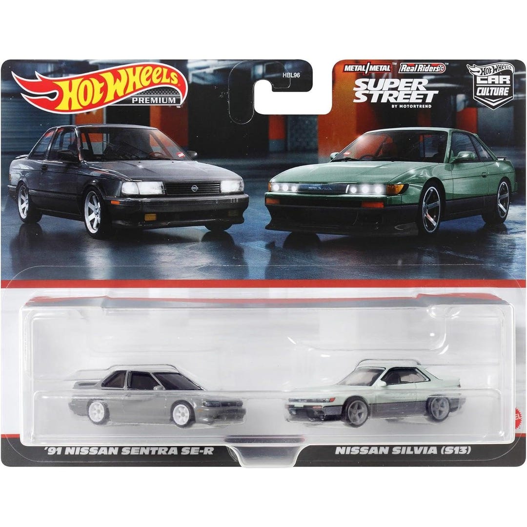 Hot Whls Prmium - Pack 2 véhiculs métal Car Cultur 1/64 '96 Nissan