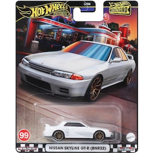 Nissan Skyline GT-R (BNR32) Godzilla de Hot Wheels: modelo de fundición a presión JDM Premium Boulevard 1/64