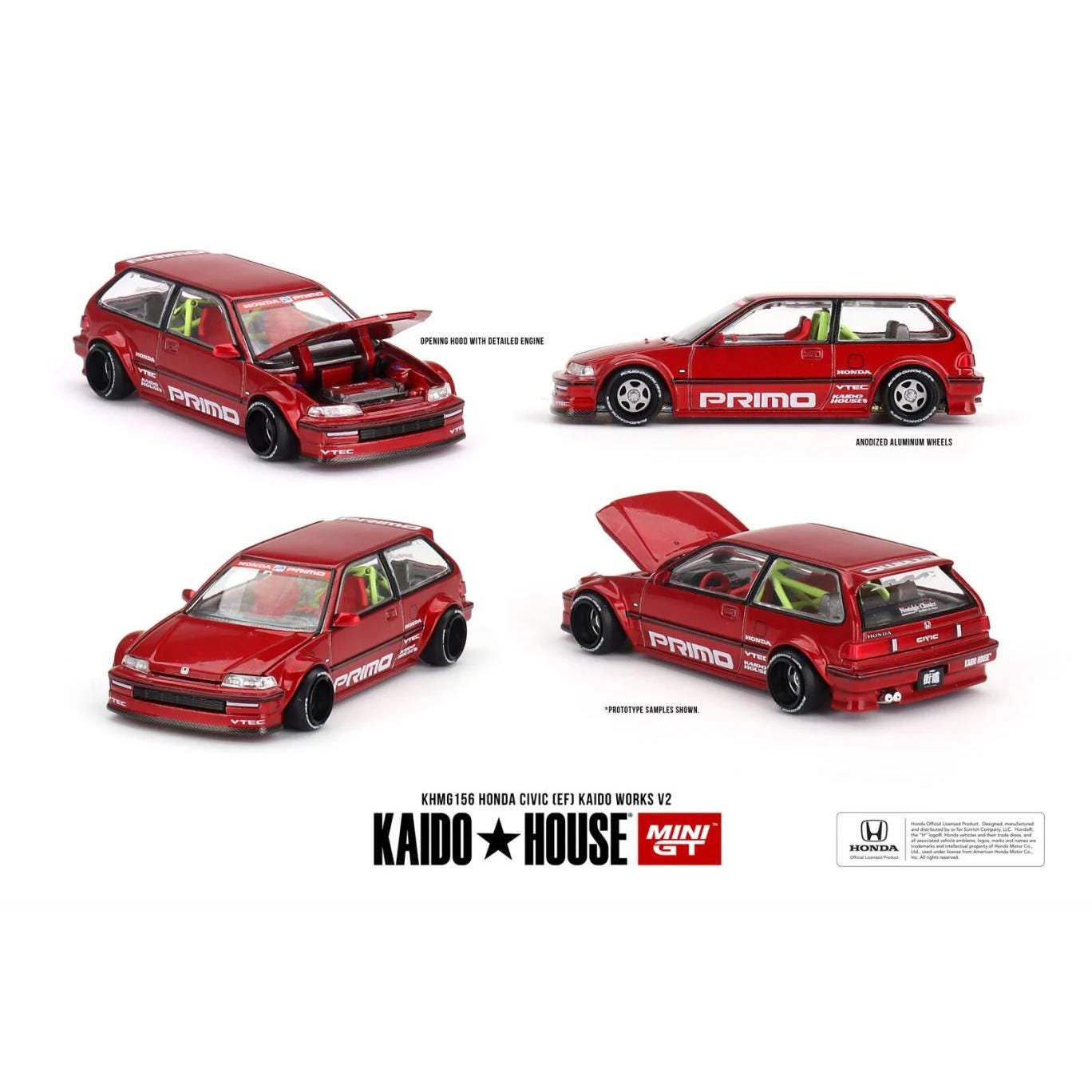 Mini GT 1:64 Honda Civic (EF) Kaido Works V2 – 1987 Red - #156