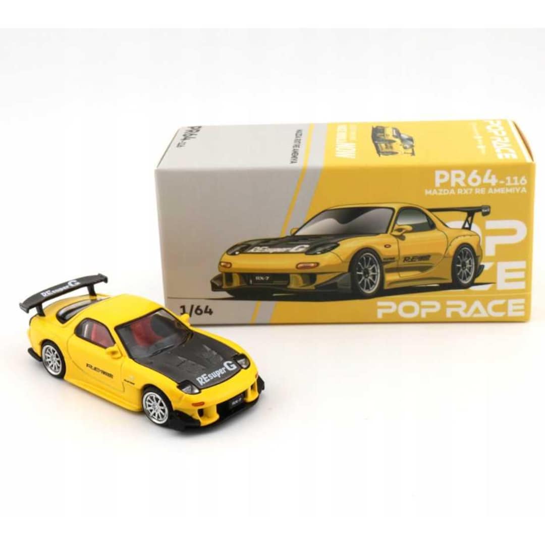 Pop Race 1:64 Mazda RX-7 RE Amemiya Yellow PR64-116 - Etsy Canada