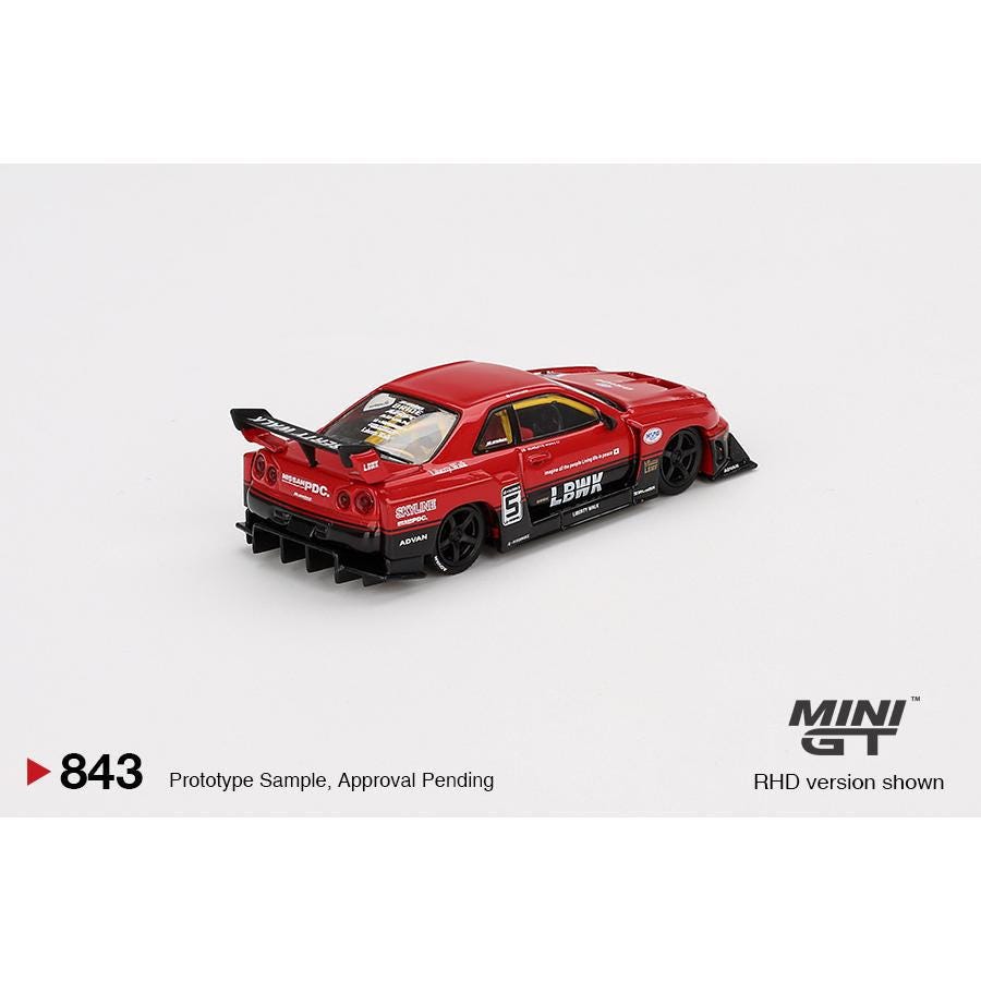 ミニカー MINI GT Nissan Skyline GT-R (R34) 1/64 Minigt 1:64 Nissan Skyline GT-R (R34) Super Silhouette – #843