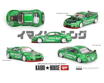 Kaido House MiniGT 1:64 Nissan Skyline GT-R (R33) Imai Racing V1 1995 Green – #150 KHMG150 Die-Cast Model