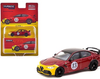 Tarmac Works 1/64 Alfa Romeo Giulia GTAm Red/Yellow Die-Cast – Mijo Exclusive (GLOBAL64)