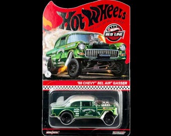 Hot Wheels 1:64 HWC Special Edition ’55 Chevy Bel Air Gasser – Spectraflame Bright Green HGW21 Die-Cast Model