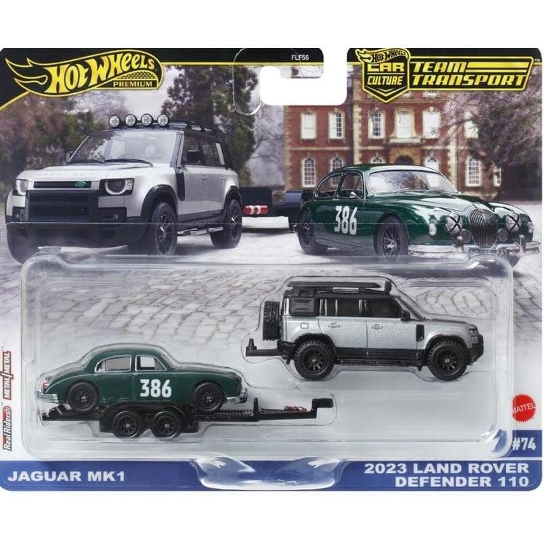 Hot Wheels 1:64 Jaguar MK1 & Rare Land Rover Defender – Team