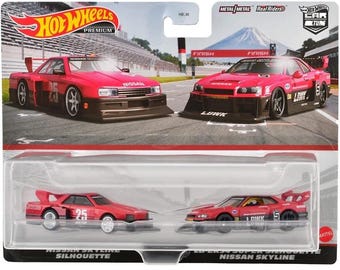 Hot Wheels Premium Car Culture 2-Pack – Nissan Skyline Silhouette & LB-ER34 Super Silhouette Nissan Skyline HBL96 HKF49 Die-Cast Models