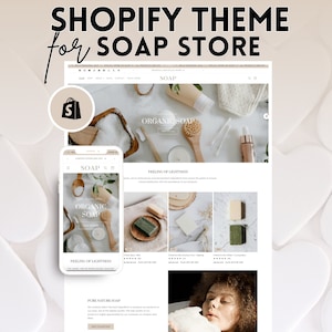 Beige Clean Soap Shopify Theme, Beauty Shopify Store, Premade Website Template Modern Minimal Feminine Design, Candle Skincare Shopify Theme