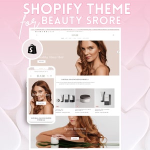 Feminine Beauty Shopify Theme: Skincare & Cosmetics Store, Editable Canva Templates