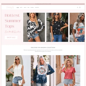 CHARMING - Women&#39;s Fashion Gentle Clean in Pink Style Shopify Theme | Customizable Template | Canva Templates Included  | Shopify OS 2.0