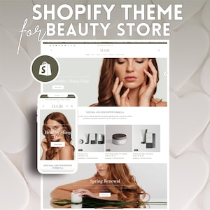 Green Beige Feminine Skincare Cosmetics & Beauty Shopify Theme, Editable Canva Templates Ecommerce Store Shopify Template Clean Modern Theme
