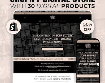 Shopify Website Template: 30 Digital Products, High-Converting Store (Instant Download)