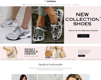 Shopify Fashion Template: Pink & Black, Editable Canva (Shopify OS 2.0)