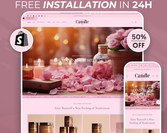 Pink Candle Shopify Theme: Modern Beauty Website Template