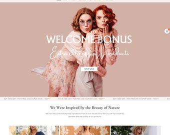 Creamy Beige Shopify Theme: Fashion Store Template + Canva Templates