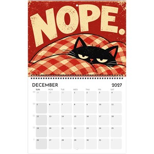 2027 Black Cat Calendar, Funny Vintage Cat Wall Calendar, Retro Cat Decor, Personalized Cat Lover Gift, Humorous Kitten Calendar image 14