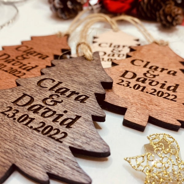 Custom CHRISTMAS tree baubles Christmas tree decor personalized ornament laser cut names CHRISTMAS custom gift tags with year and name Decor