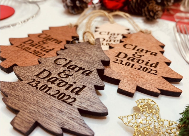 Custom Christmas Ornaments Bulk, Custom wedding ornament, Bridal shower ornaments, Wedding gift, Wood favors for wedding, Christmas ornament image 2