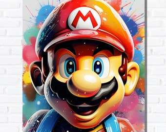 Mario Printable Pop Art, Mario printable art, Mario pop art, Mario wall art, printable Mario art, Room poster printable, Video game art