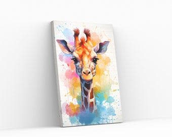 Cute Giraffe Print Digital Download, Giraffe Poster, Giraffe Watercolor, Animal Prints, Cute animal poster, Kids Room Art, Zoo animal art