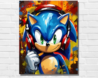 Printable Sonic Pop Art Print, Sonic Poster, Sonic Wall Art, Video