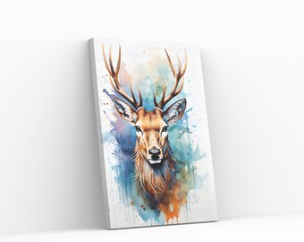 Printable Stag painting, Stags Head painting, Hunting art, Scottish Highland art, Animal wall art, Highland Stag art, Highlands Art, Deer