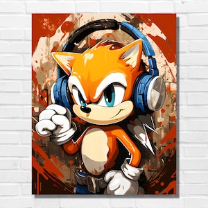 Tails from Sonic pop art poster, Sonic Wall art, Tails wall art, Video game poster, Boys room poster, Gaming poster, Tails prints