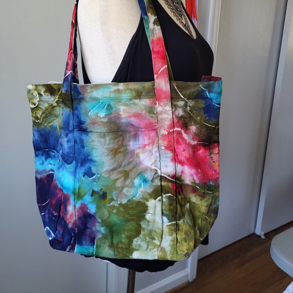 Tie dye, Tote Bags, ice dyed, individually handmade, Geode style, hippie gifts, witchy gifts, gifts for her, has a zipper, gifts for mom