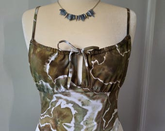 Tie Dyed Cropped Tank: Earth Tone Boho Festival Top (Juniors Large)