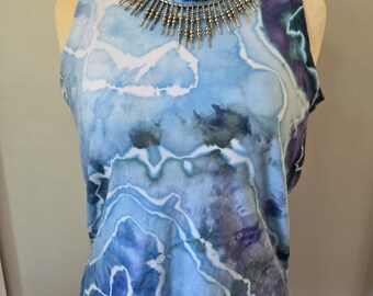 Tie Dye Tank Top: Small Women's Relaxed Fit Cotton Sleeveless Shirt