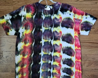 Tie Dye T-Shirt: Comfort Colors Cotton Tee, Unisex Medium/Large in Inferno Colorway