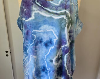 Tie Dye Tank Top: 2X Women's Relaxed Fit Cotton Sleeveless Shirt
