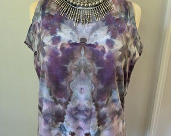 Tie Dye Tank Top: Large Women's Relaxed Fit Cotton Sleeveless Shirt