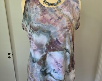 Tie Dye Tank Top: 2X Women's Relaxed Fit Cotton Sleeveless Shirt
