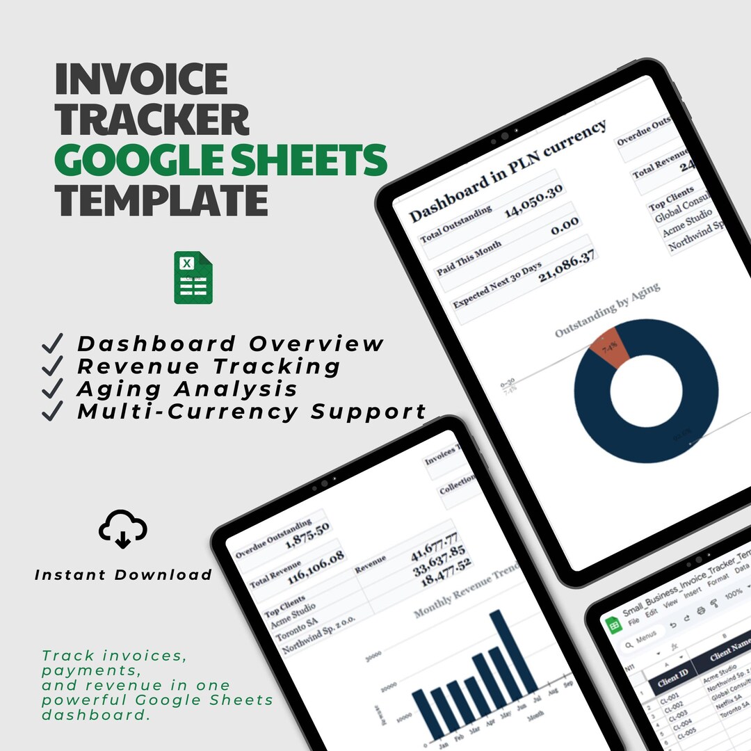 Invoice Tracker Google Sheets Template, Small Business Invoice ...