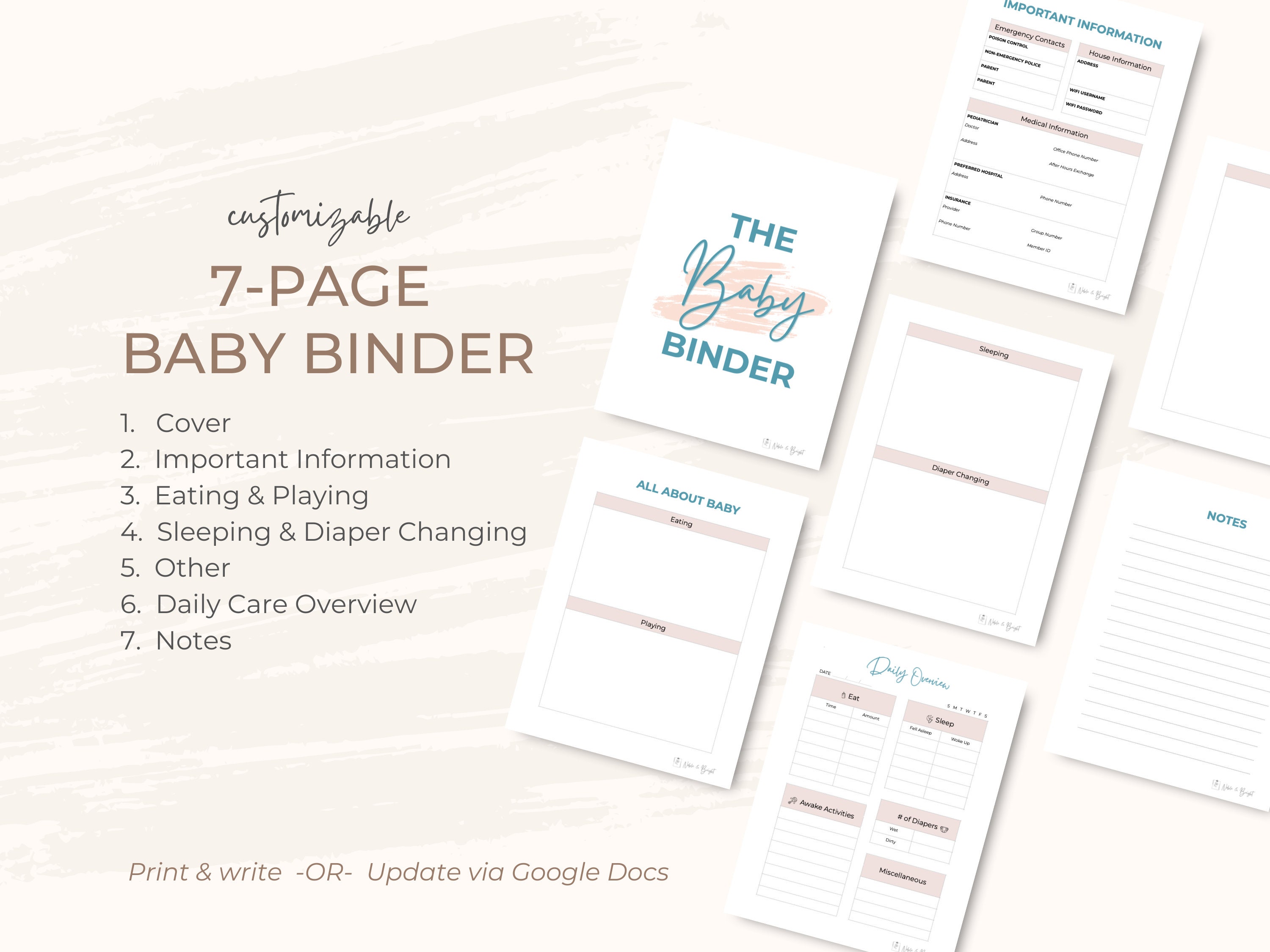 Baby Planner Printable, Baby Binder Template, Newborn Tracker, Nanny ...