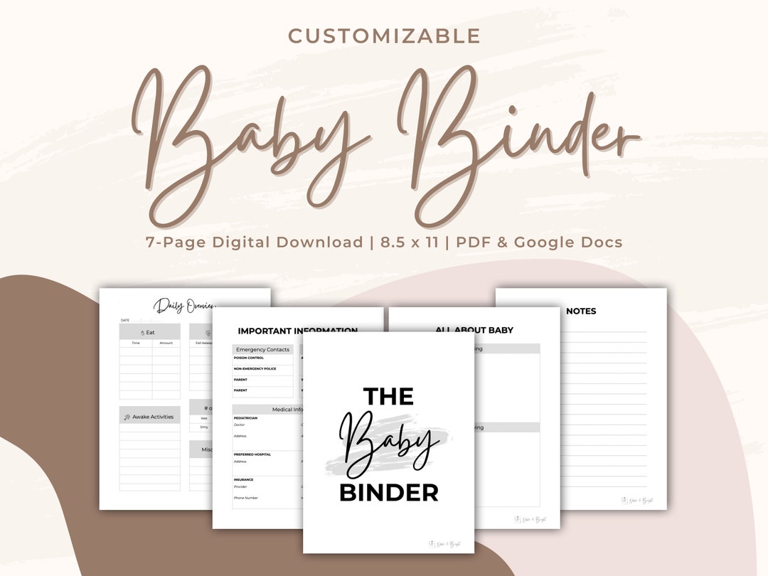 Baby Binder, Nanny Binder Template, Baby Tracker, Baby Binder Printable