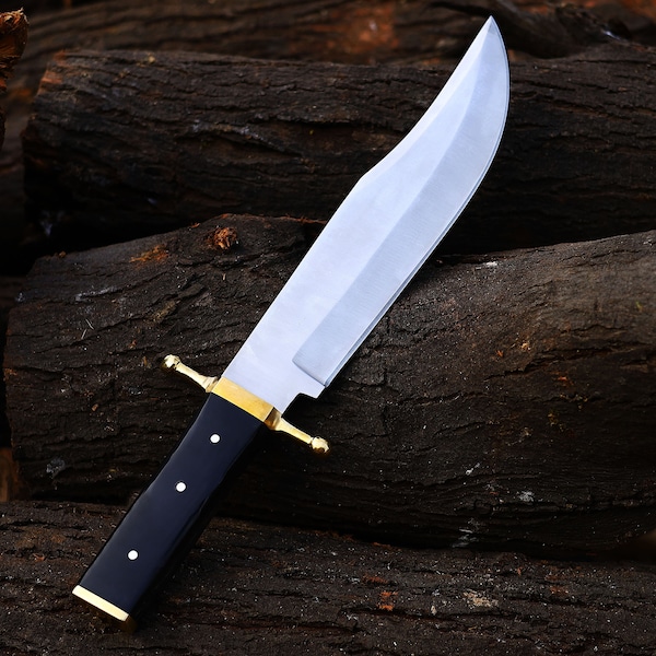 Vintage Bowie Knife: Custom Handmade D2 Steel Smithsonian Replica Antique Bowie | Hunting Knives with Buffalo Horn Handle