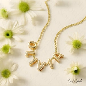 Collar personalizado con letra de burbuja - Joyas personalizadas con nombre de burbuja - Collar con inicial personalizado para ella - Regalo único para mamá - Regalo de cumpleaños