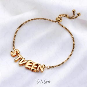 Pulseras con nombre de burbuja, pulsera personalizada con nombre y fecha, pulsera con letra de globo, joyería personalizable, regalos para ella, regalo para mamá