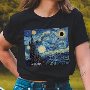 Total Solar Eclipse 2024 T-shirt Starry Night Shirt Historic tee Van Gogh Space Tee Astronomy T-Shirt Stargazer T-Shirt Astronomy Lover Gift