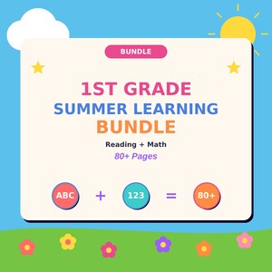 1st Grade Summer Learning Bundle | Reading Math Workbooks (PDF + GoodNotes)