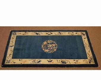 Antique chinese  oriental  hand made  carpet.