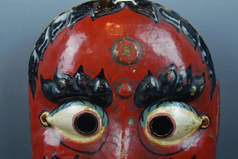 A Stunning Antique Lacquer Mask. - Etsy