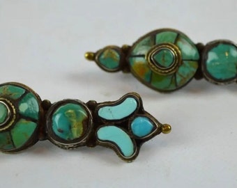 Pair of  Antique Tibetan silver& Turquoise hair pin