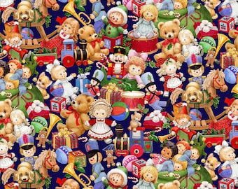Santa Christmas List Holiday Fabric By the Yard