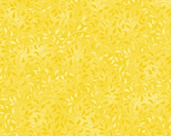 Golden Yellow Climbing Vine Cotton Fabric