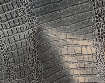 Upholstery Marine Vinyl Fabric by the Yard Denim Crocodile
