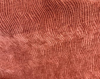 Rust Corduroy Upholstery Fabric, Textured Velour by the Yard, 54 Inch Wide